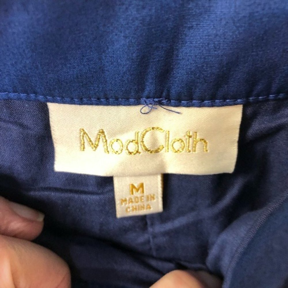 Modcloth Skirt M Margarita Pineapple Novelty Print Blue Casual Vacation Cruise - Picture 9 of 13